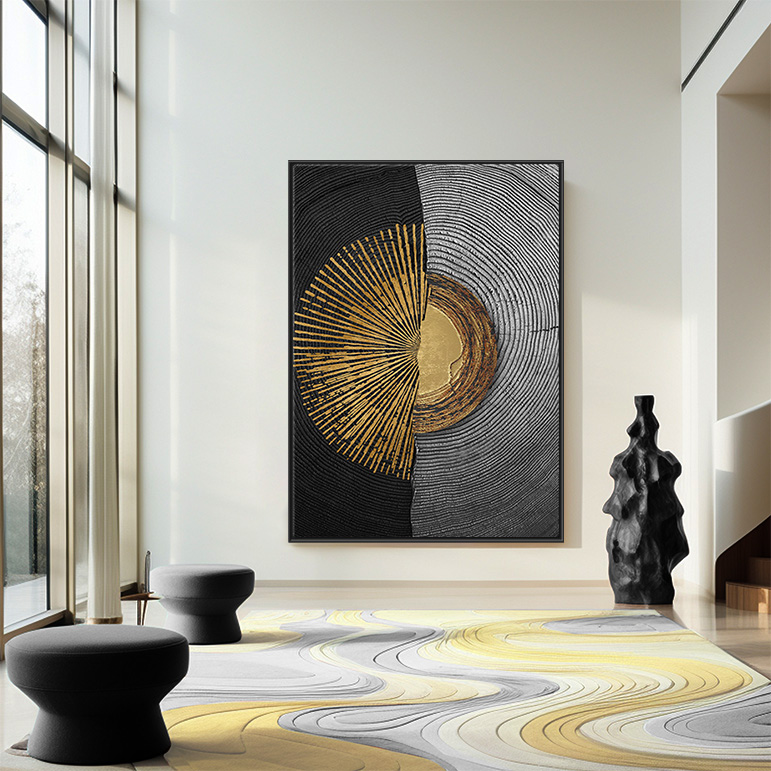 Abstrakcyjny obraz do wnętrza w ramie do aranżacji wnętrz "Słońce" - obrazek 3