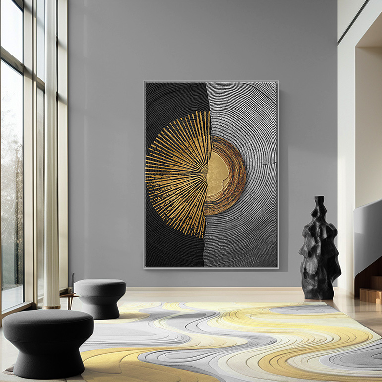 Abstrakcyjny obraz do wnętrza w ramie do aranżacji wnętrz "Słońce" - obrazek 4