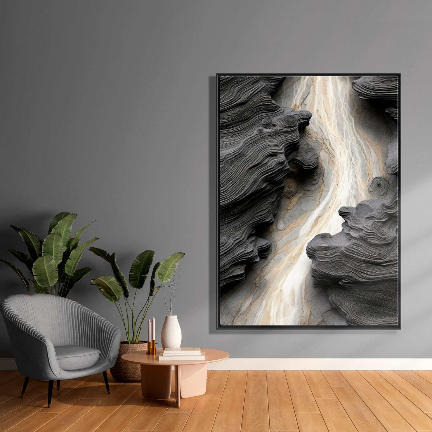 Obraz w ramie do dekoracji, obraz w ramie na prezent "Rzeka Czarno-Biała" - obrazek 2