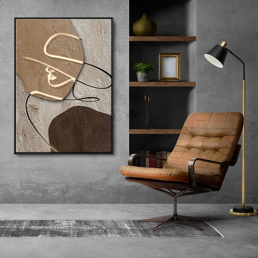 Abstrakcyjny obraz do wnętrz w ramie, obraz w ramie "Kobieta w kapeluszu" - obrazek 2