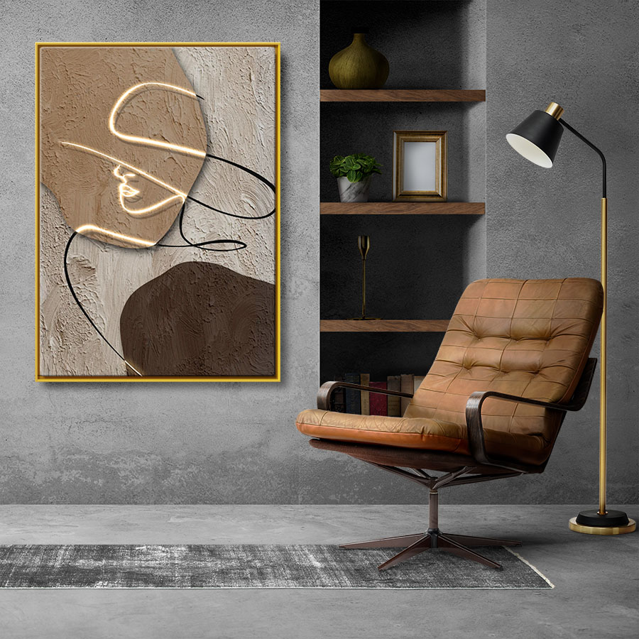 Abstrakcyjny obraz do wnętrz w ramie, obraz w ramie "Kobieta w kapeluszu" - obrazek 3