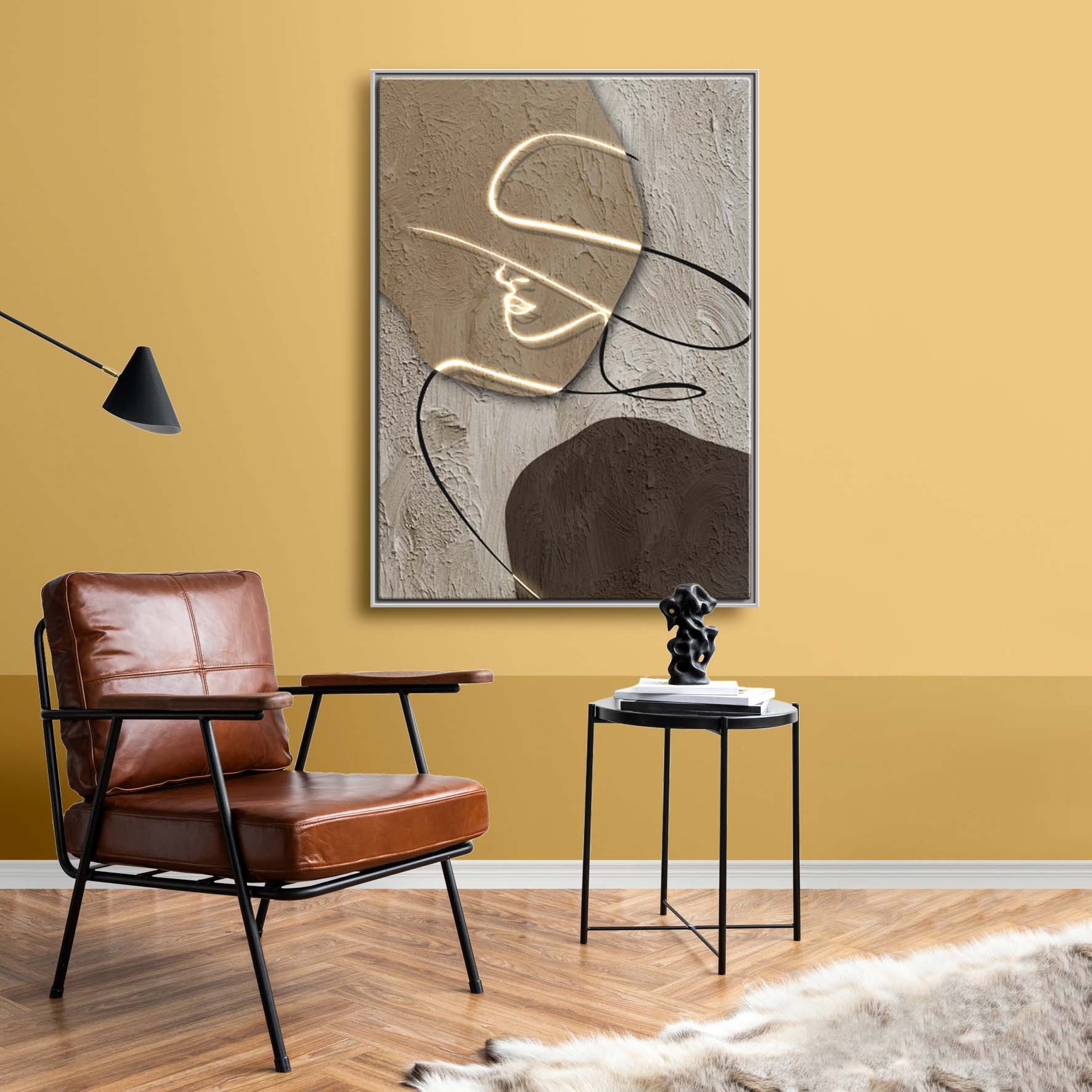 Abstrakcyjny obraz do wnętrz w ramie, obraz w ramie "Kobieta w kapeluszu" - obrazek 4