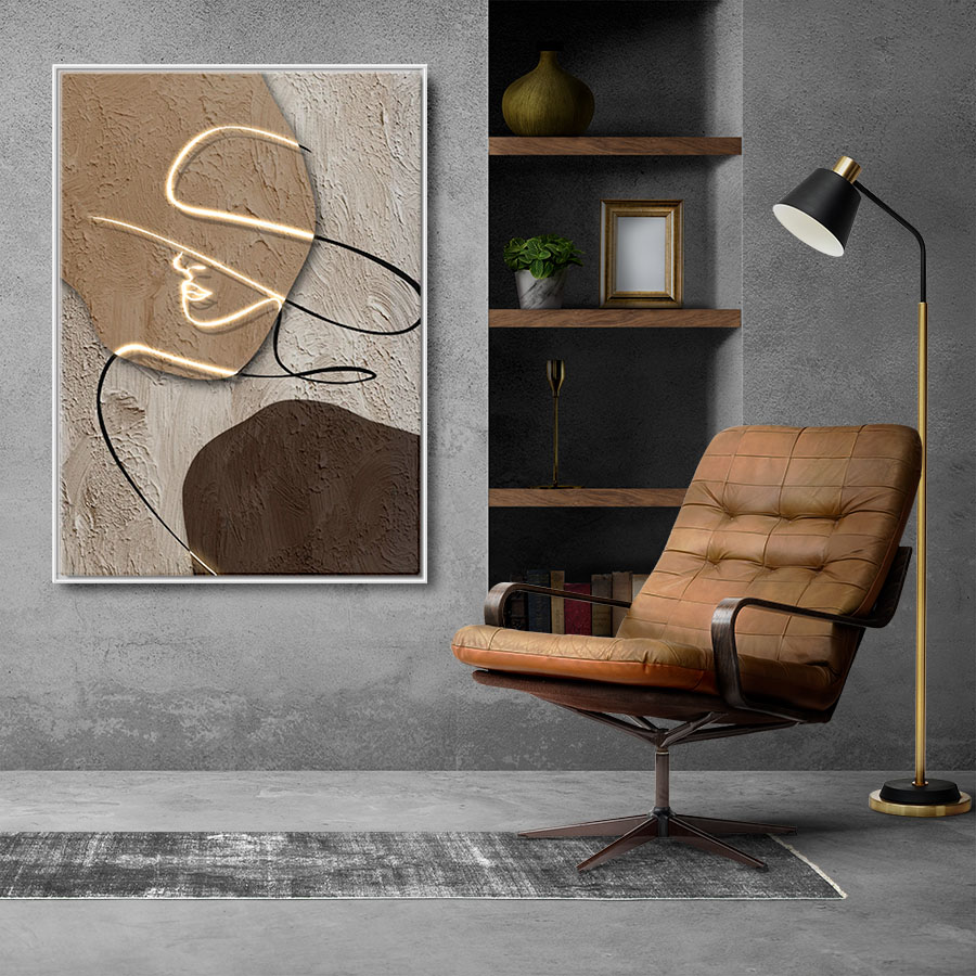 Abstrakcyjny obraz do wnętrz w ramie, obraz w ramie "Kobieta w kapeluszu" - obrazek 5