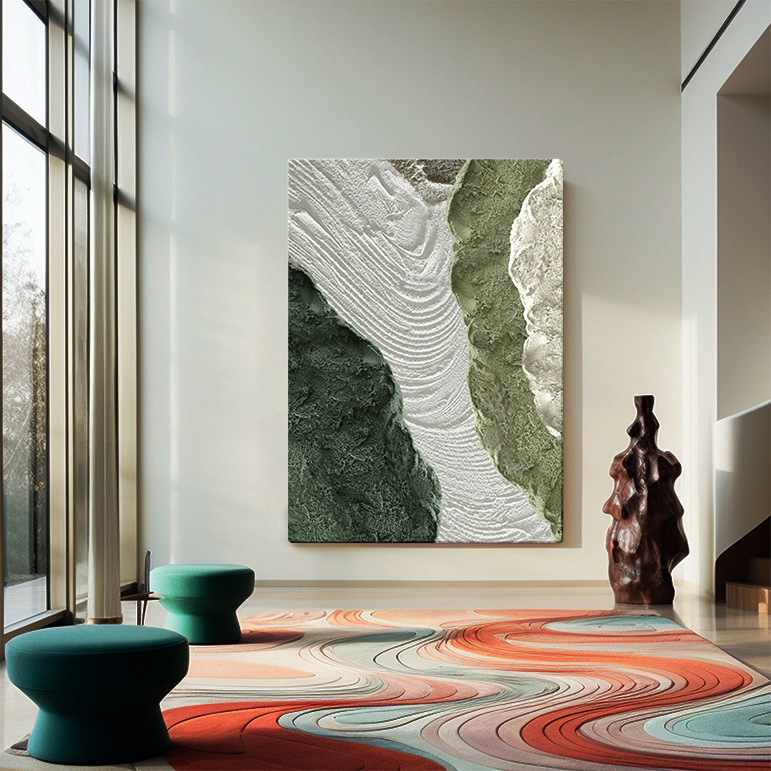 Abstrakcyjny obraz w ramie na prezent, obraz w ramie do salonu "Zielone Rzeki"