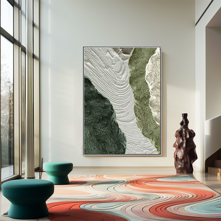 Abstrakcyjny obraz w ramie na prezent, obraz w ramie do salonu "Zielone Rzeki" - obrazek 5