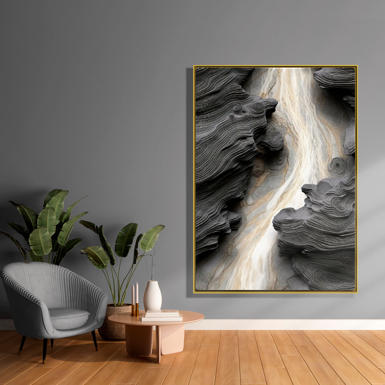 Obraz w ramie do dekoracji, obraz w ramie na prezent "Rzeka Czarno-Biała" - obrazek 4