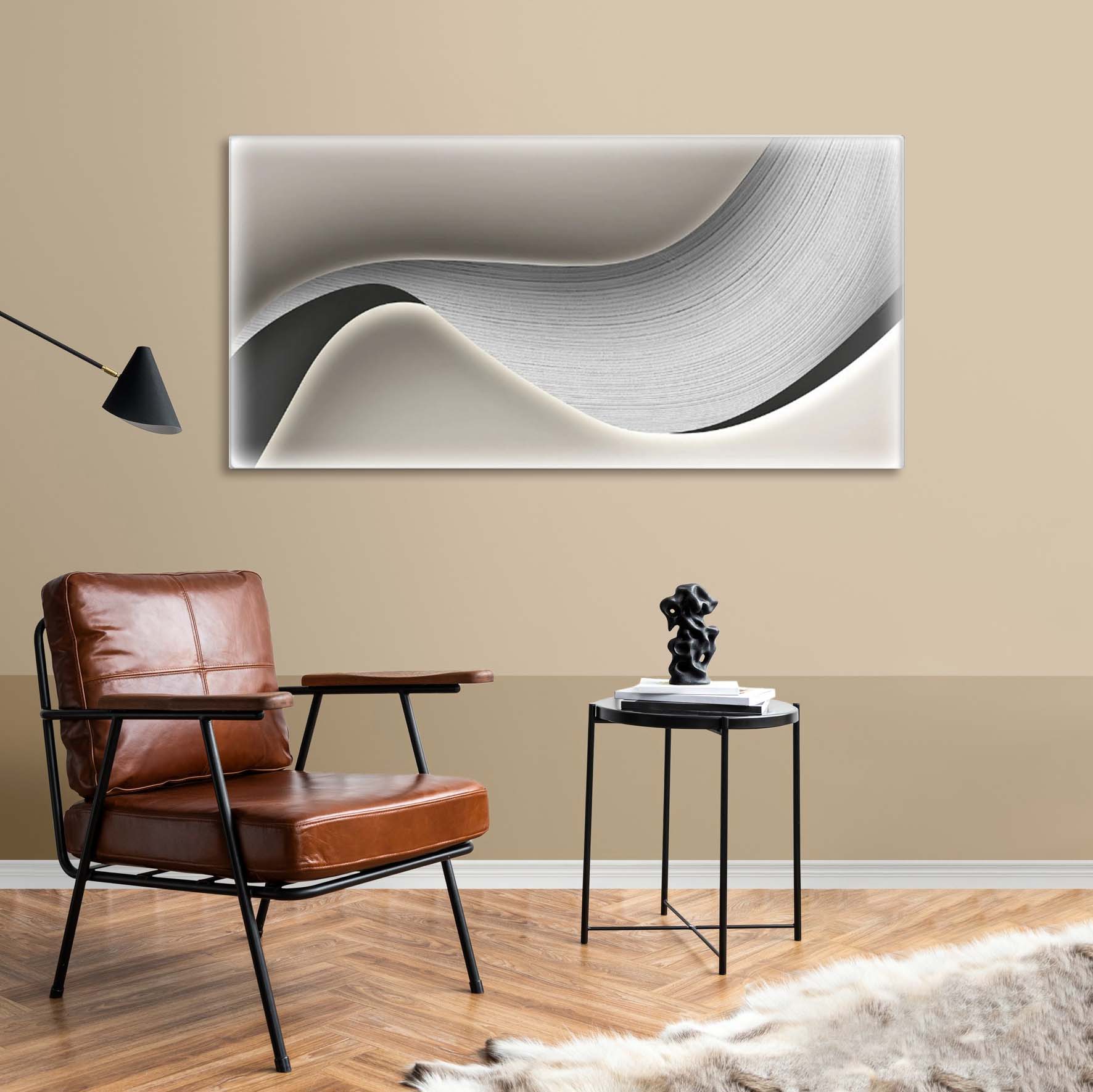 Obraz designerski na płótnie w ramie, obraz oprawiony do domu "Wielka szara fala"