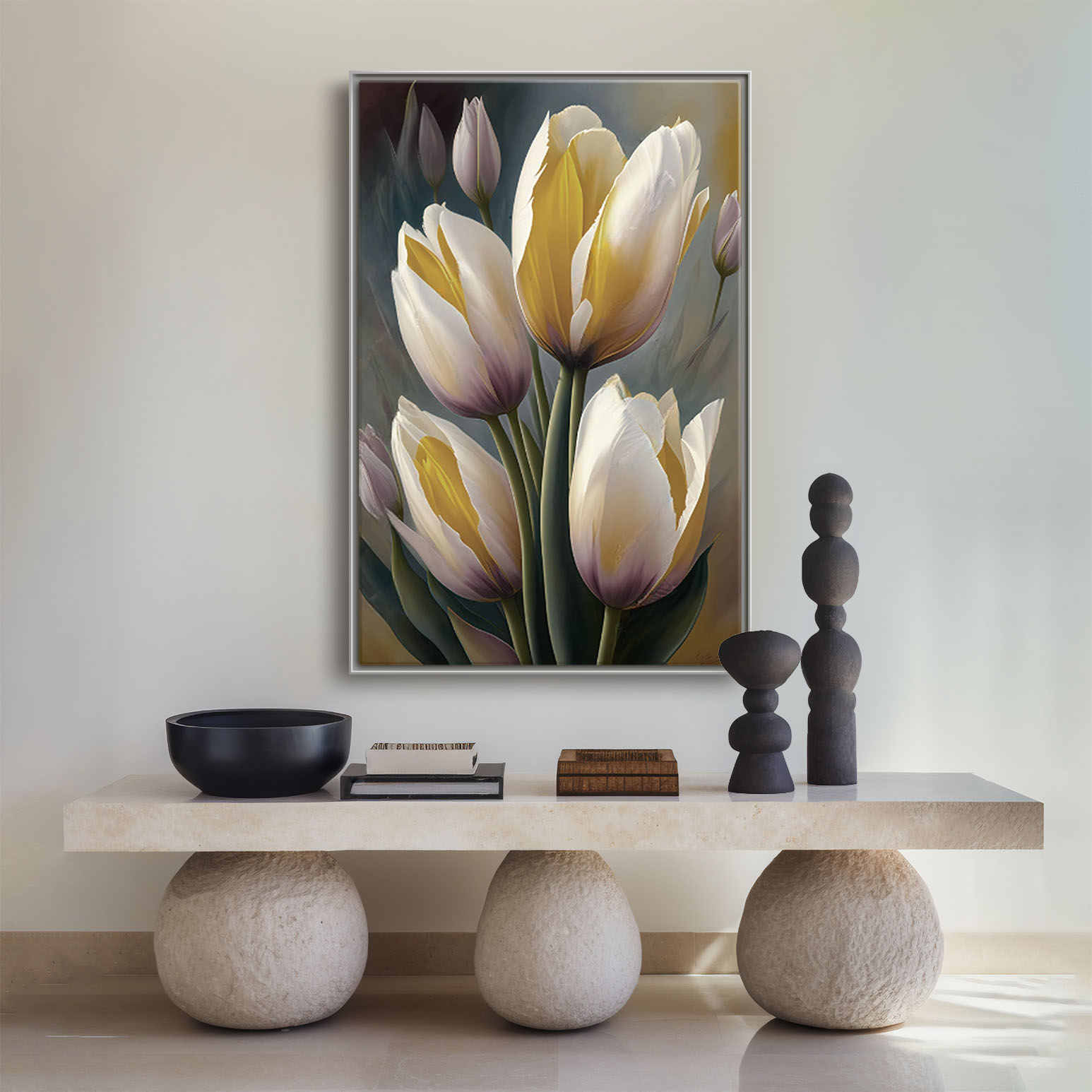 Obraz ścienny w stylowej ramie aluminiowej, obraz w ramie do dekoracji ściennej "Tulipany" - obrazek 5
