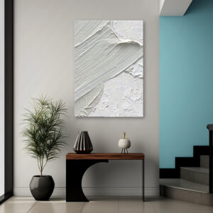 Obraz w ramie do salonu, abstrakcja w ramie "Biała farba"