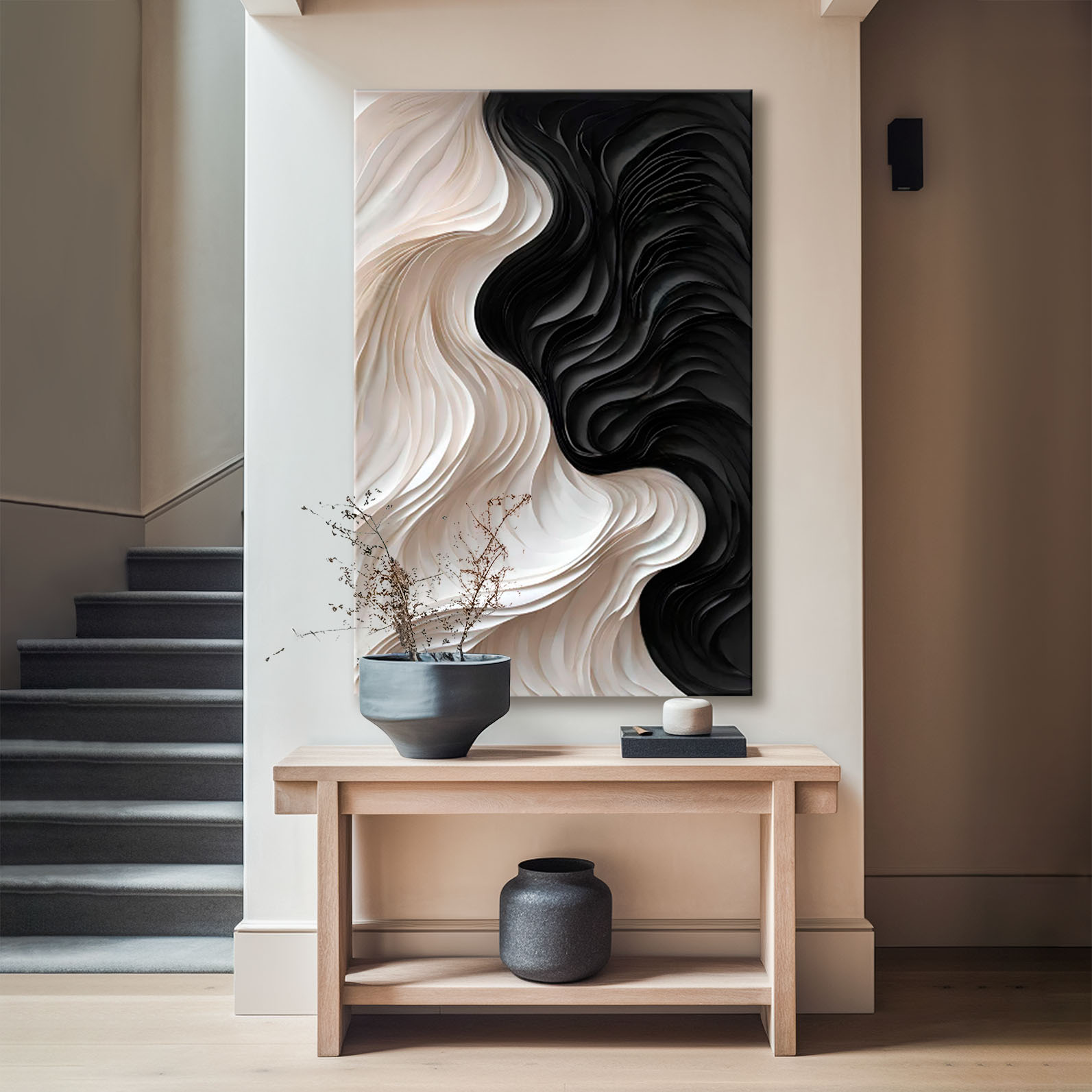 Podaruj abstrakcyjny obraz w nowoczesnej ramie, obraz na płótnie oprawiony w ramę "Czarno-Biały"