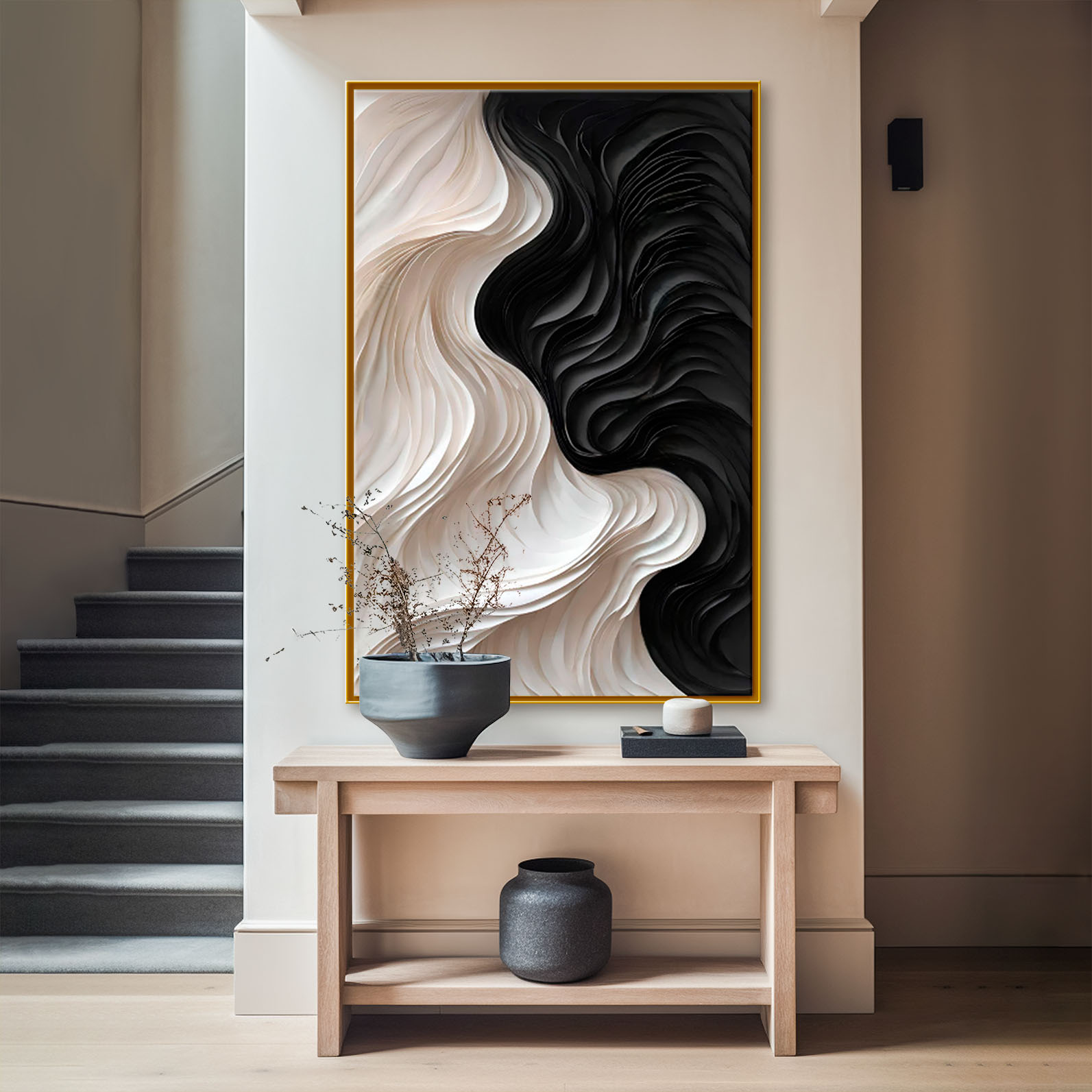 Podaruj abstrakcyjny obraz w nowoczesnej ramie, obraz na płótnie oprawiony w ramę "Czarno-Biały" - obrazek 5