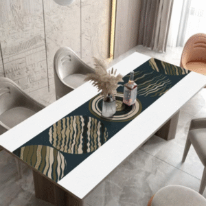 Wodoodporny obrus skórzany z motywem, pokrycie kuchenne „Abstract circles”