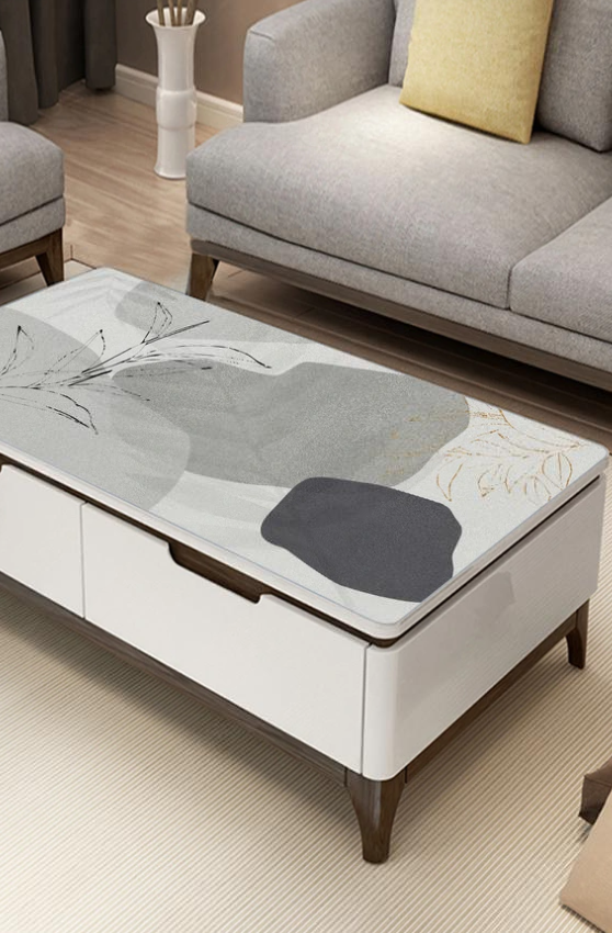 Obrus skórzany na stół PVC, folia stołowa „Abstrakcja szara” - obrazek 2