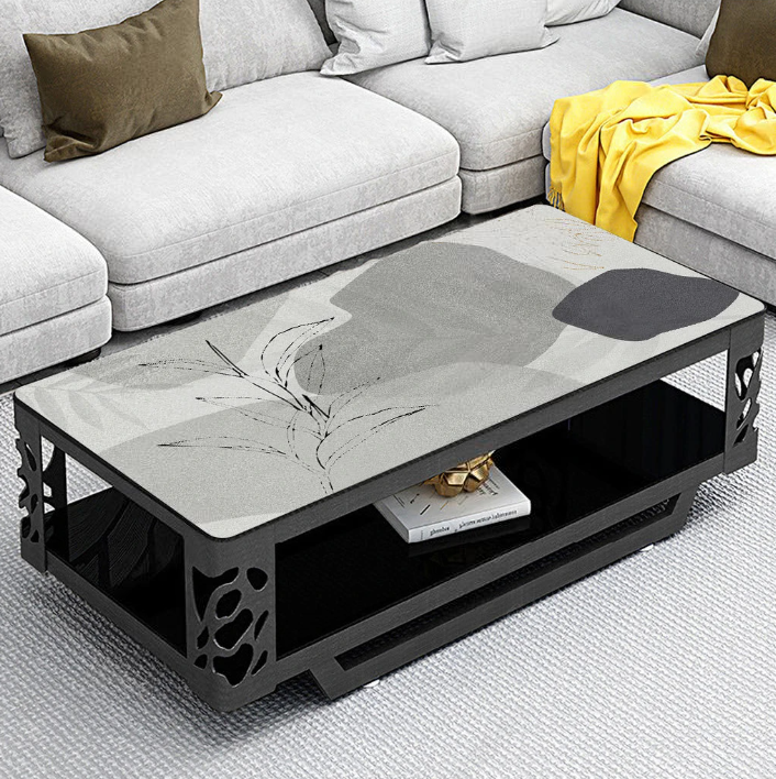 Obrus skórzany na stół PVC, folia stołowa „Abstrakcja szara” - obrazek 3