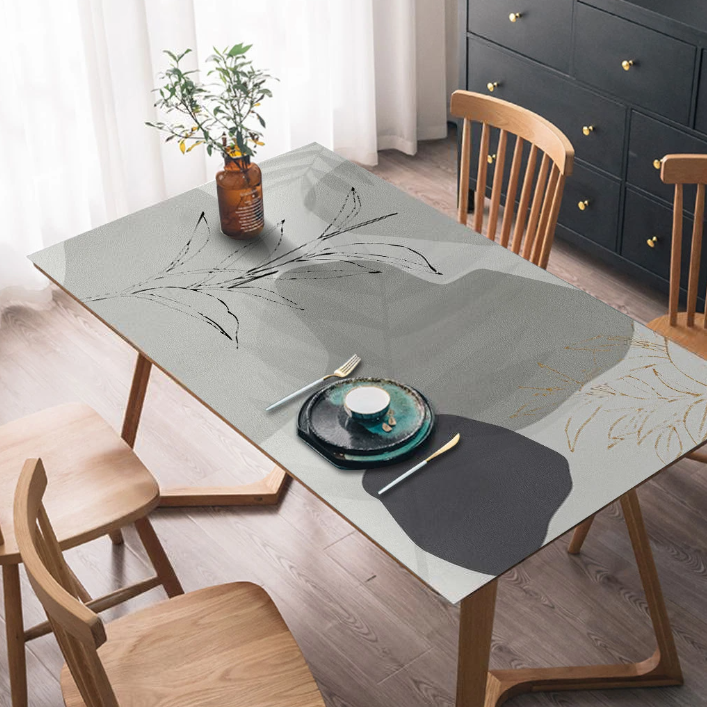 Obrus skórzany na stół PVC, folia stołowa „Abstrakcja szara” - obrazek 4