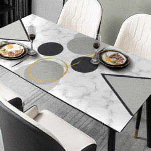 Obrus stołowy z fakturą skóry do kuchni, zabezpieczenie stołu z motywem „Art Deco piece”