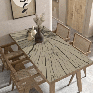 Stylowy obrus skórzany, pokrycie stołu „Barn wood”