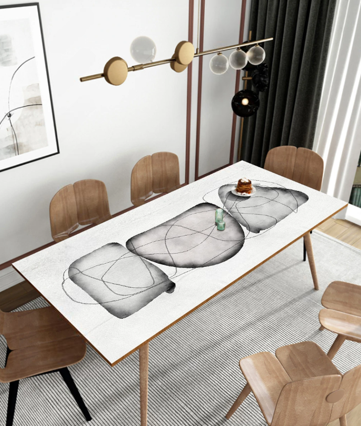 Obrus PVC na stół obiadowy, folia w różnych rozmiarach „Karesansui abstract” - obrazek 3