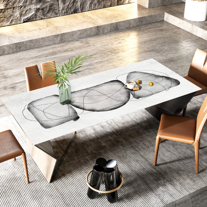 Obrus PVC na stół obiadowy, folia w różnych rozmiarach „Karesansui abstract” - obrazek 4