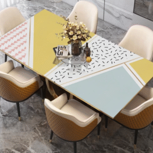 Piękny obrus skórzany z wzorem, zabezpieczenie stołu do kuchni i jadalni „Have a good time delicious”