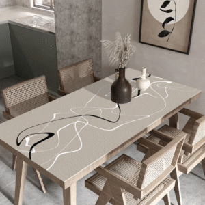 Ochronny obrus skórzany do nowoczesnej jadalni, pokrycie kuchenne „Sumi‑e”