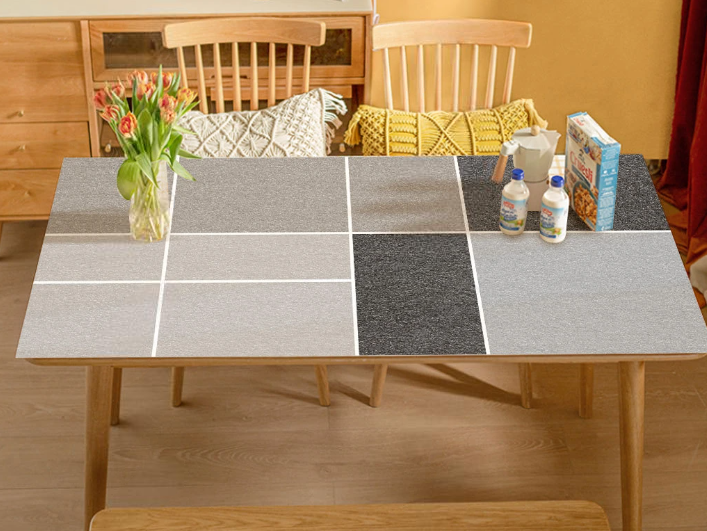 Nowoczesny obrus na stół z motywem, pokrycie stołu skórzane „Blocks” - obrazek 2