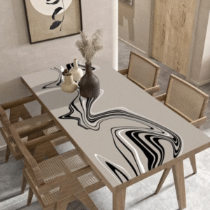 Wodoodporny obrus kuchenny PVC, skórzane pokrycie kuchenne „Paint stains”