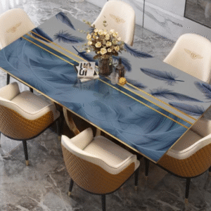 Obrus na indywidualne zamówienie w kształcie prostokąta, pokrycie ze wzorem „Blue feathers”