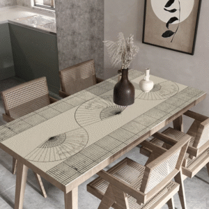 Obrus PVC z fakturą skóry do stołu obiadowego, pokrycie „Shoji”