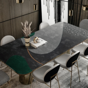 Wodoodporny obrus stołowy do nowoczesnej strefy jadalnej, folia stołowa „Black rock”