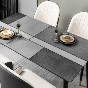 Obrus na stół do nowoczesnej strefy jadalnej, wodoodporna folia stołowa „Grey blocks”