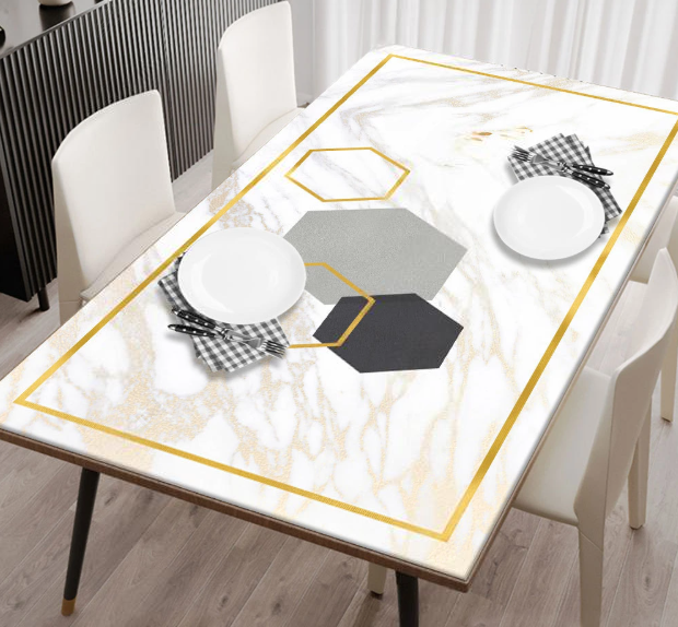 Biały obrus na kuchnię i jadalnię na zamówienie „White marble”