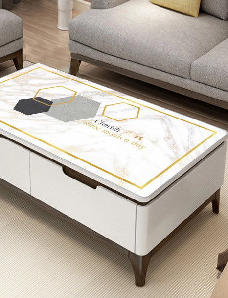 Biały obrus na kuchnię i jadalnię na zamówienie „White marble” - obrazek 3