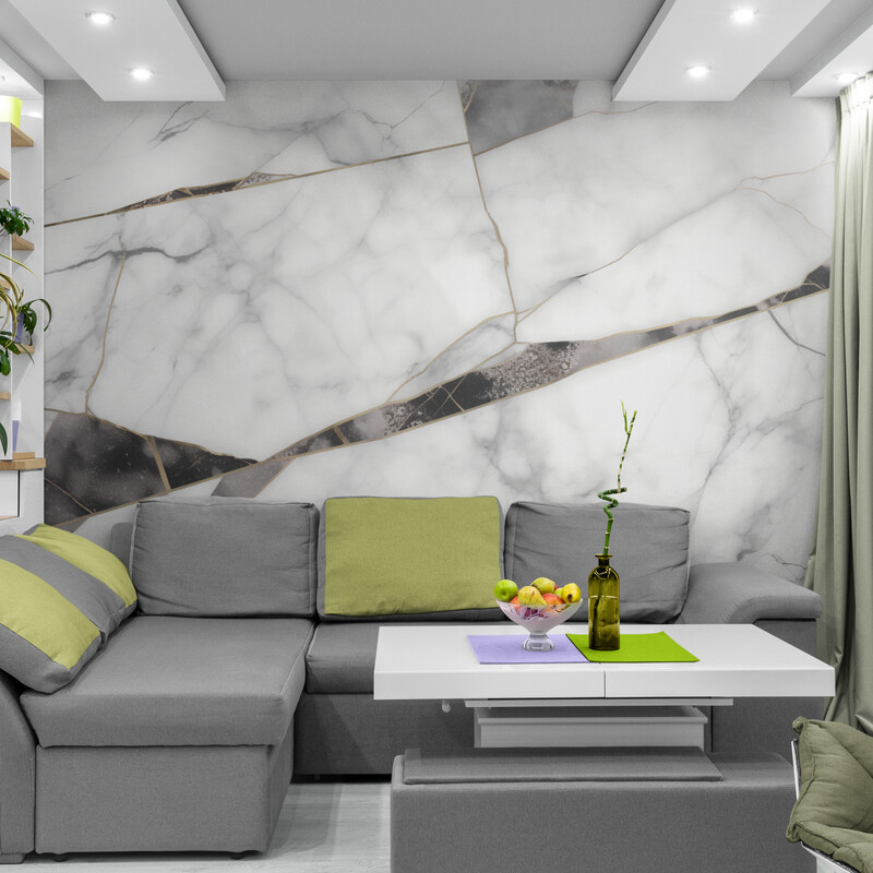 Abstrakcyjna fototapeta, winylowa fototapeta do sypialni "Czarno-biały marmur"