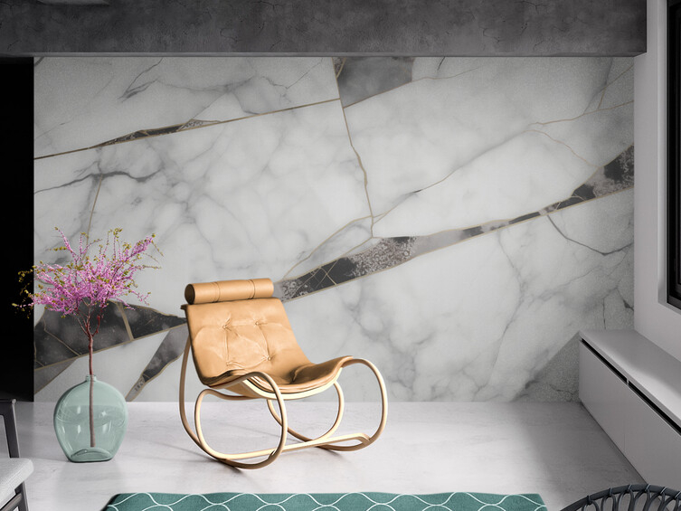 Abstrakcyjna fototapeta, winylowa fototapeta do sypialni "Czarno-biały marmur" - obrazek 3