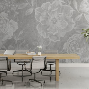 Neutralna fototapeta do sypialni, szara fototapeta "Szare kwiaty"