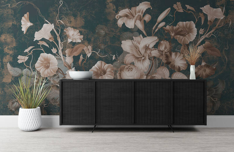 Fototapeta do sypialni, bezszwowa fototapeta z kwiatami "Kwiaty nocy" - obrazek 3