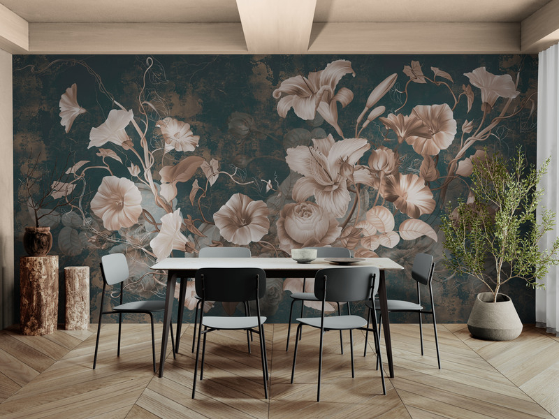 Fototapeta do sypialni, bezszwowa fototapeta z kwiatami "Kwiaty nocy" - obrazek 2