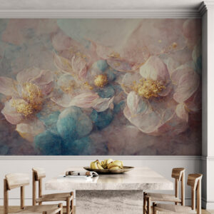 Fototapeta kwiatowa do salonu, bezszwowa fototapeta "Różowe zwiewne kwiaty"