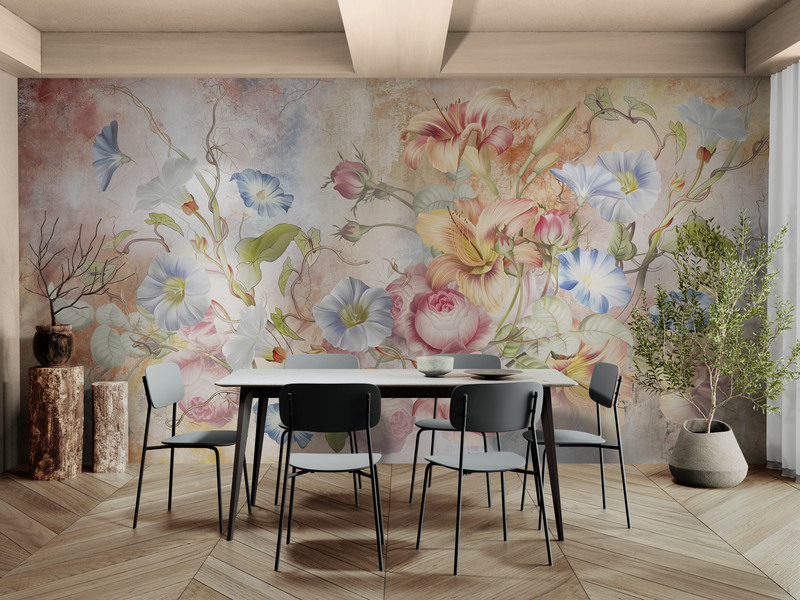 Ekologiczna tapeta z kwiatami polnymi, fototapeta do sypialni "Inspiracja"