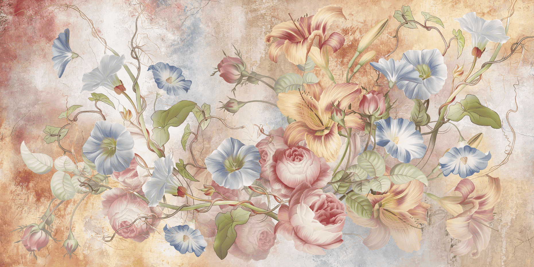 Ekologiczna tapeta z kwiatami polnymi, fototapeta do sypialni "Inspiracja" - obrazek 4