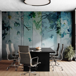 Fototapety flizelinowe z kwiatowym wzorem do salonu „Duże niebieskie kwiaty”