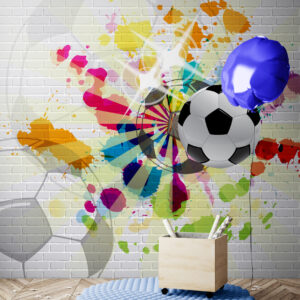 Jaskrawe fototapety dla chłopca, bezszwowe fototapety piłkarskie „Piłka”