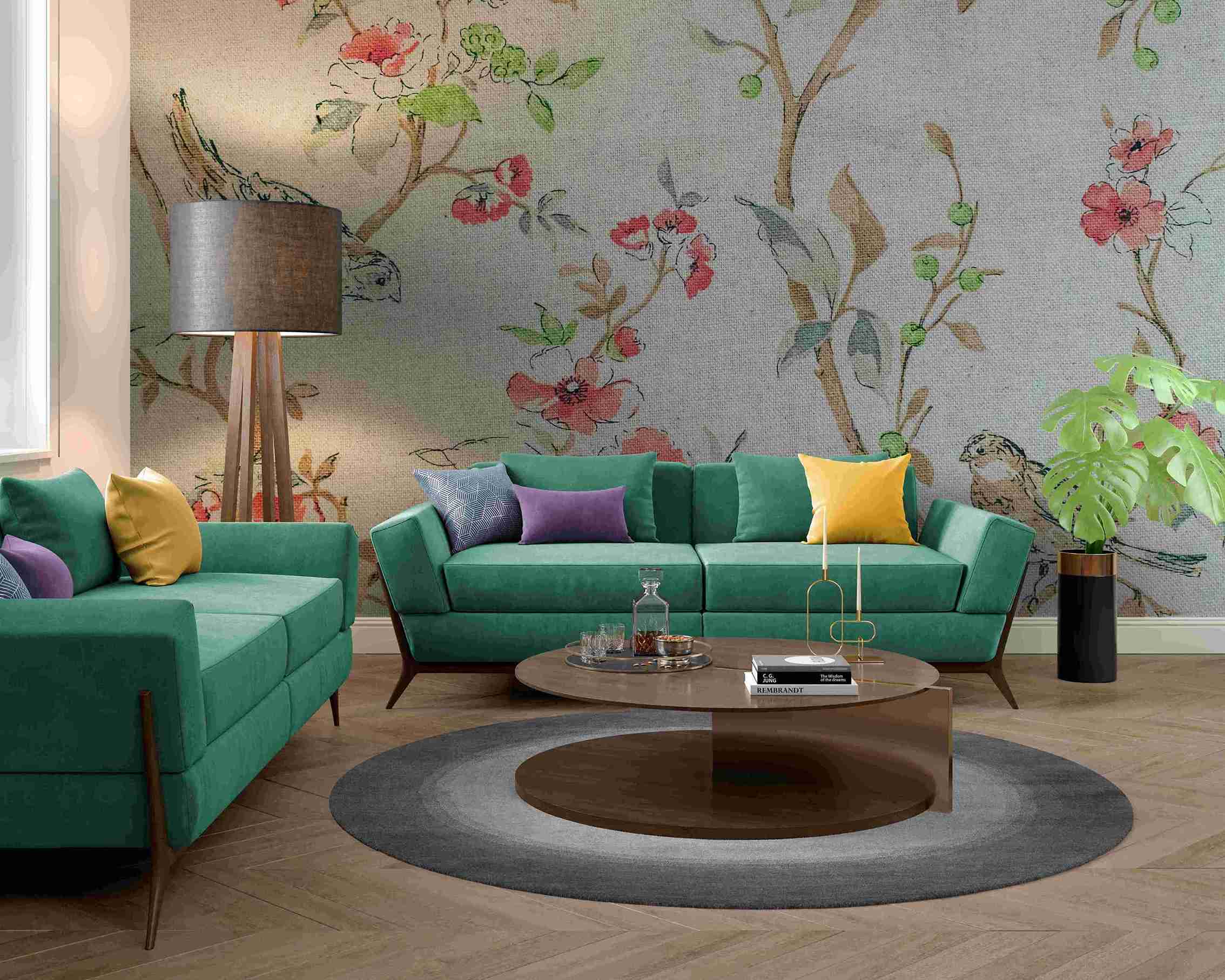 Fototapety z ptakami, fototapety z kwiatami z efektem akwareli „Prowansja”