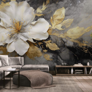 Fototapety z przestrzennymi kwiatami, bezszwowe fototapety kwiatowe „Biały kwiat”