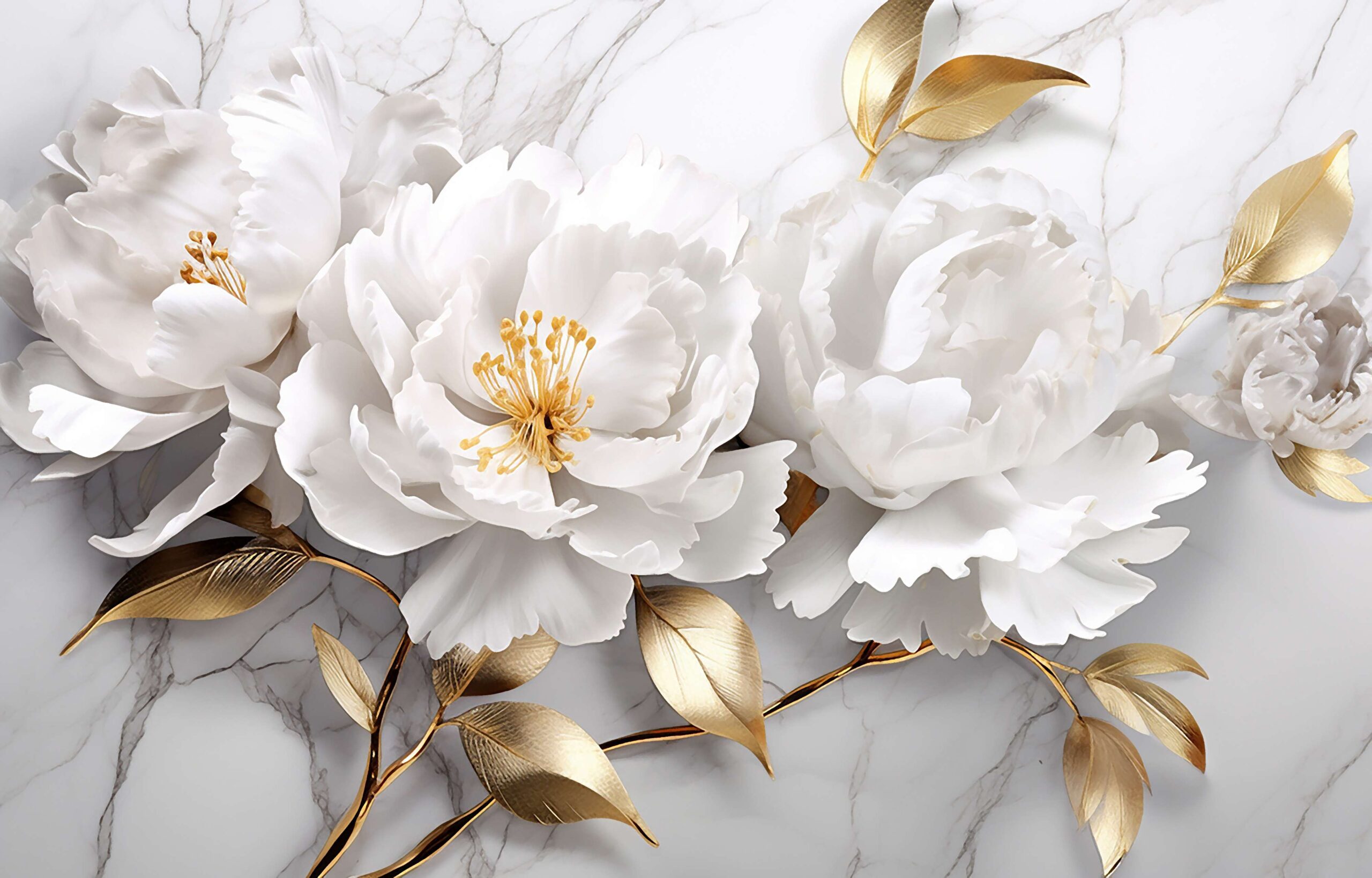 Fototapety z efektem 3D, fototapety z dziką różą „Białe kwiaty” - obrazek 4