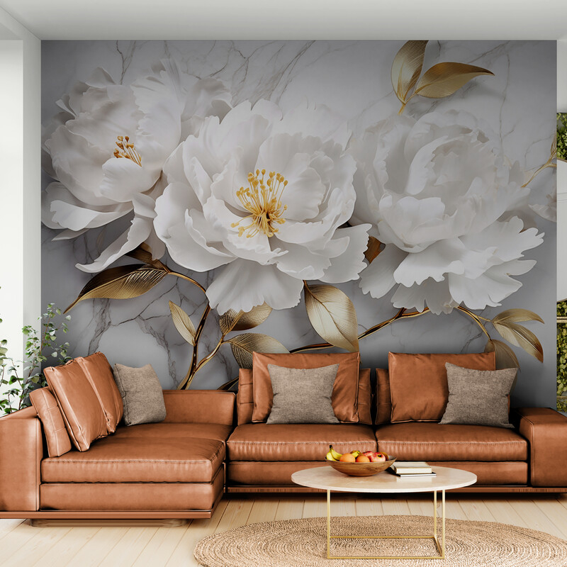 Fototapety z efektem 3D, fototapety z dziką różą „Białe kwiaty” - obrazek 2