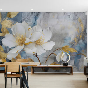 Fototapety z dużymi białymi kwiatami „Dwa kwiaty”