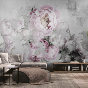 Fototapety z piwoniami, bezszwowe fototapety do sypialni „Różowe kwiaty”