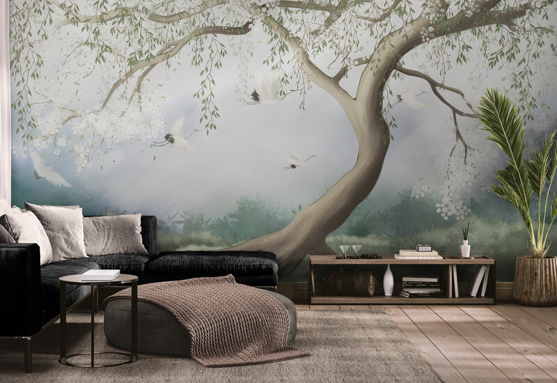 Fototapety do wnętrz, winylowe fototapety z roślinami „Kwitnące drzewo”